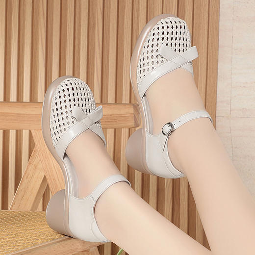 真皮软底软面懒人鞋打孔凉皮鞋KQ-AT758加大码42 商品图3