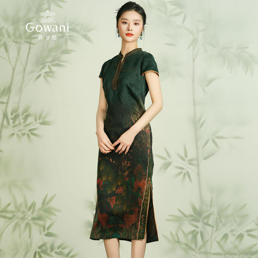 【东篱采园图】【香云纱】乔万尼真丝连衣裙缎面龟纹重磅26mm桑蚕丝收腰气质富贵感ET2E281 商品图1