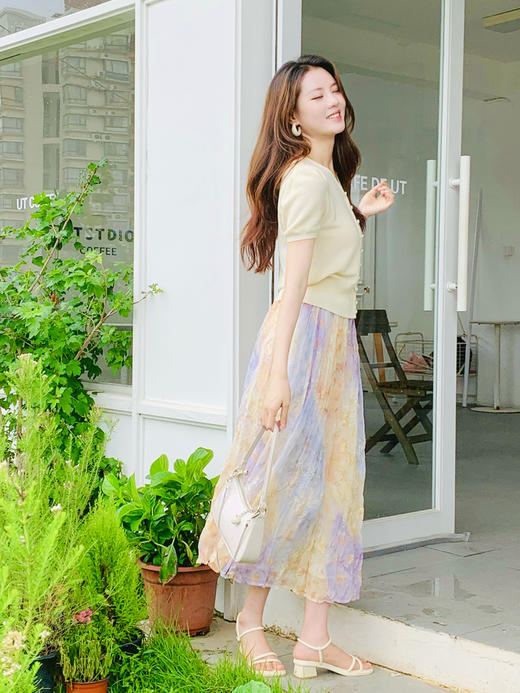 【百图lulu定制】【威尼斯针织衫】天丝亚麻 凉爽 短袖 假衣门襟针织衫 商品图7