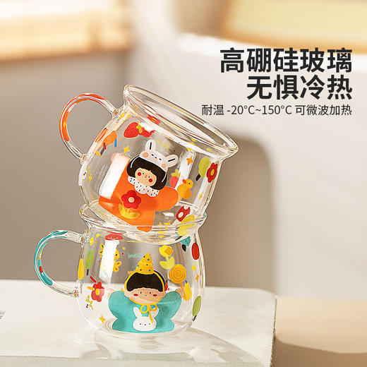 摩登主妇一家三口杯子儿童水杯套装牛奶杯早餐杯家用高硼硅玻璃杯 商品图1