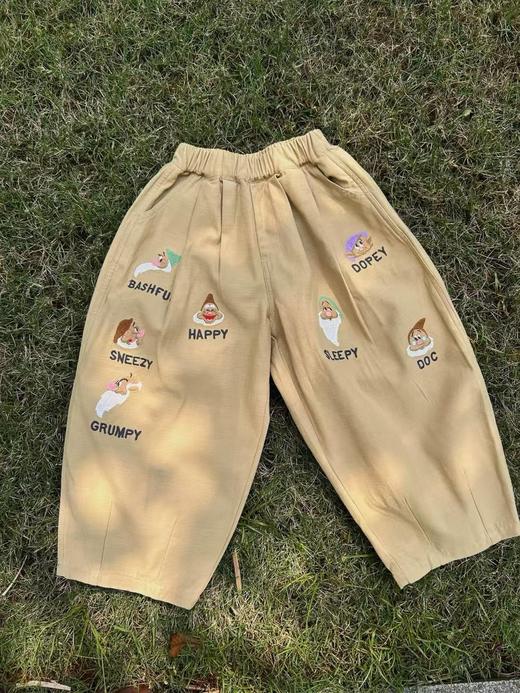 2025春夏DD日系儿童复古联名刺绣小矮人竹节棉质休闲萝卜长裤！ 商品图2