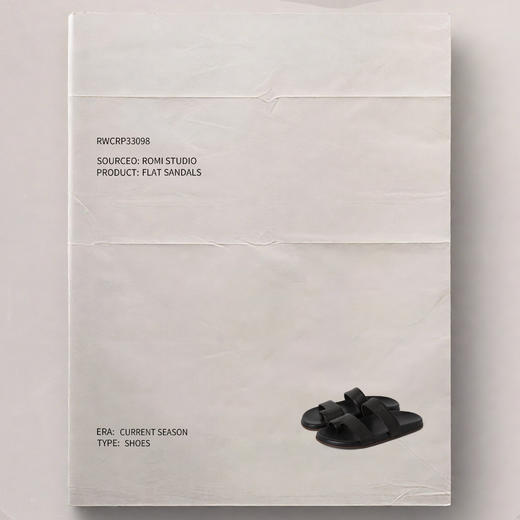 ROMI STUDIO黑色老钱羊皮革一字式扣带平底夹趾凉鞋 RWCRP32806【发货时效25天】 商品图2
