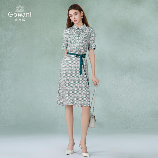 乔万尼真丝收腰长款连衣裙夏法式绿色长裙EI2E871 商品图3