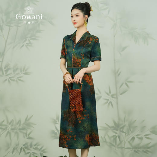 【静荷听雨图】【香云纱】乔万尼真丝连衣裙重磅26mm桑蚕丝收腰气质富贵感ET2E282 商品图1