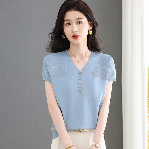 FCY FQ32115针织衫短袖t恤洋气薄遮肚上衣 商品图2