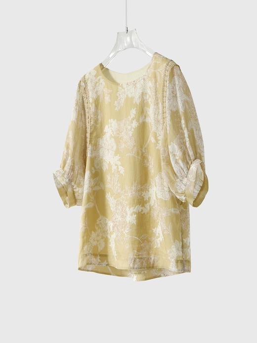 茉香花风浅剪纸印花灯笼袖雪纺上衣 商品图8