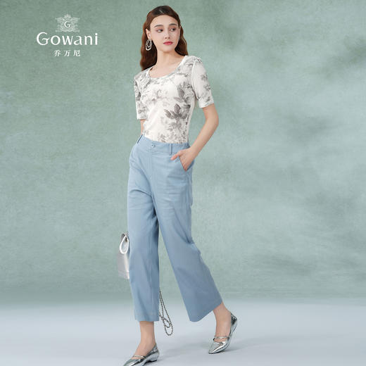 乔万尼新款休闲裤直筒版型休闲显瘦阔腿裤EI2F745 商品图2