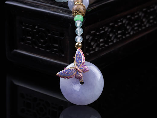 XY0284沉香+翡翠18K金镶紫罗兰平安扣吊坠 商品图0