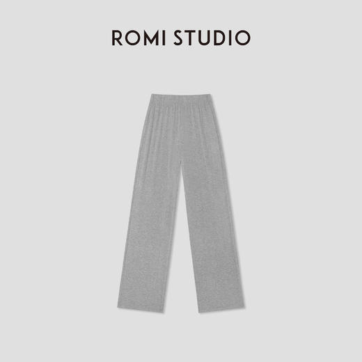 ROMI STUDIO极简花纱灰松紧腰直筒长裤 / 轻盈柔软垂感RWCSXT1904 商品图1