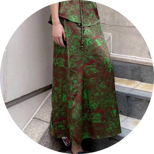 SZ2B50_庭芜绿_半裙_春夏_高腰提花长款大摆_高级女装_BERNIEELEN 伯妮斯茵 商品图3