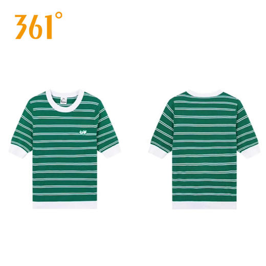361度联名款2025夏季新品女子加菲猫透气条纹套头衫圆领T恤女562529123-2 商品图1