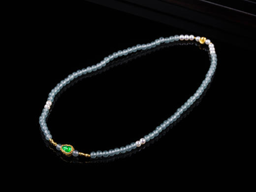 XY0277辣绿翡翠葫芦+珍珠小米珠手链 商品图2