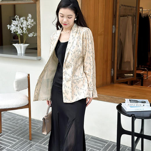 「K」洛诗琳12902国风剪影西装外套女2025新款真丝印花外套22597 商品图2