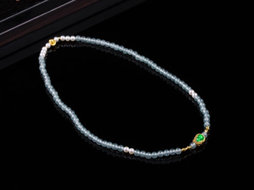 XY0277辣绿翡翠葫芦+珍珠小米珠手链 商品图3