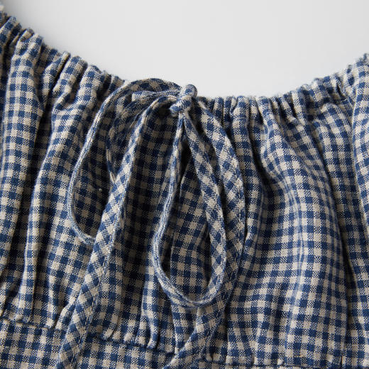 ROMI STUDIO 100%色织亚麻复古格纹短款吊带连衣裙 RWBRLM1487【发货时效25天】 商品图4