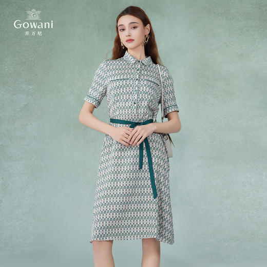 乔万尼真丝收腰长款连衣裙夏法式绿色长裙EI2E871 商品图1