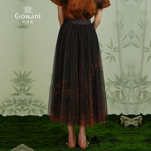 乔万尼夏季新品半身裙复古百褶网纱设计感ET2D270 商品图4