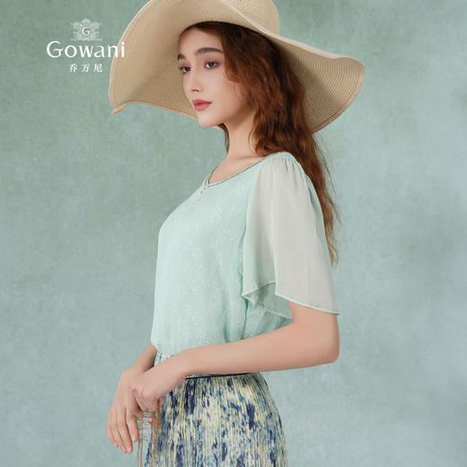 乔万尼夏新品上衣衬衫桑蚕丝真丝短袖衬衫ET2C228 商品图1