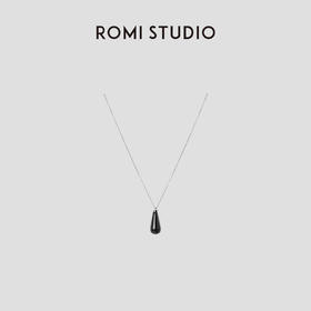 ROMI STUDIO 铜合金项链 简约黑色水滴形吊坠银链项链 RWCRP33149