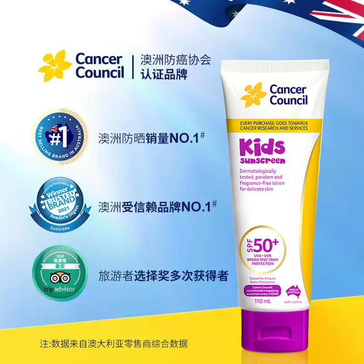 澳洲Cancer Council澳美皙儿童型防晒霜SPF50+200 110ml 商品图3