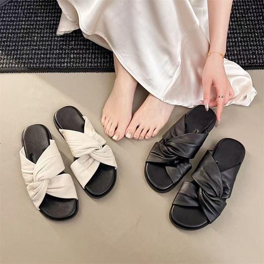 羊皮版！2025新款真皮露趾平底拖鞋女夏季外穿百搭休闲凉拖鞋！ 商品图0