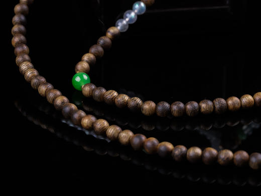 XY0284沉香+翡翠18K金镶紫罗兰平安扣吊坠 商品图6