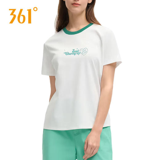 361度上衣女2025夏季新款图案印花透气薄款圆领短袖T恤衫女款562529117-1 商品图1