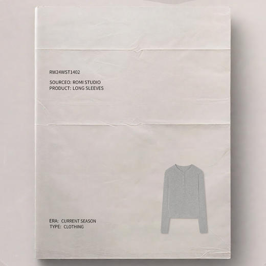 ROMI STUDIO 极简花纱灰亨利领长袖T恤/轻盈柔软弹力 RW24WST1402 商品图2