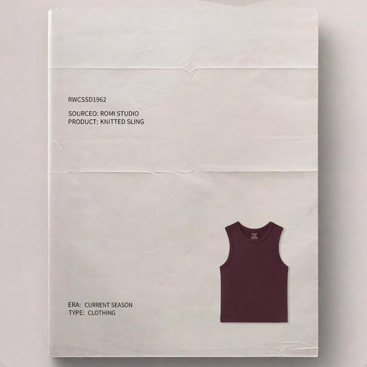 ROMI STUDIO复古酒红色圆领针织吊带背心/罗纹弹力修身RWCSSD1962【发货时效25天】 商品图2