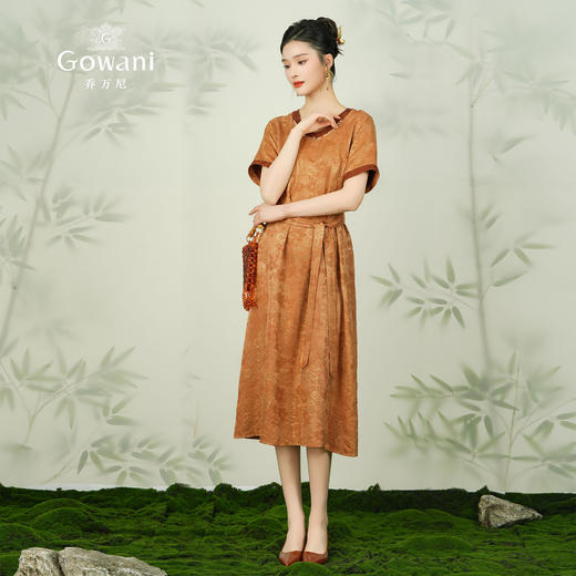 【红云纱】乔万尼真丝红云纱连衣裙20mm重磅桑蚕丝撞色设计ET2E279 商品图3