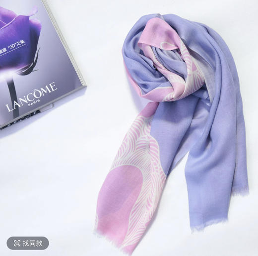 杞冠臻选 | YAKOO 牦牛绒印花超薄雪域 山水系列围巾 50%牦牛绒 50%羊毛  70x200cm 商品图0