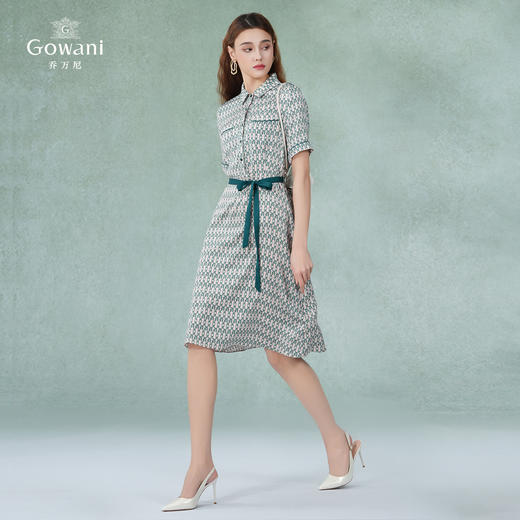 乔万尼真丝收腰长款连衣裙夏法式绿色长裙EI2E871 商品图2