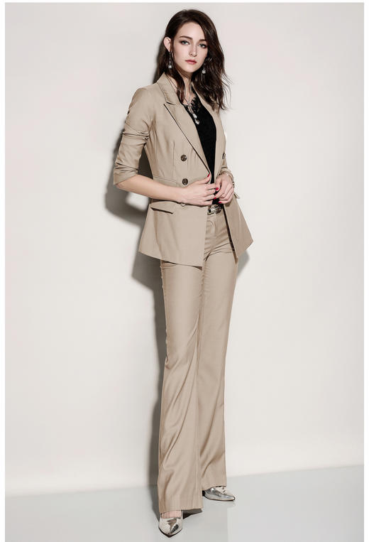 “庄园老钱”-套裤-J81A2243颈袖添香秋冬装时尚OL职业装套装修身正装职场气质女装女 时尚职业OL修身正装羊毛套裤 商品图3