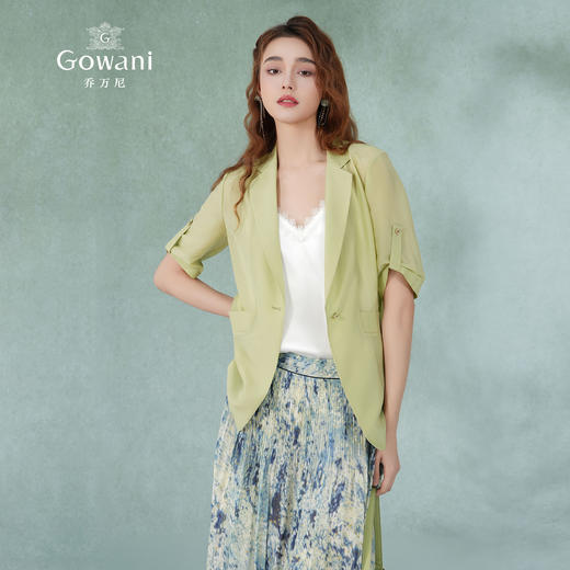 乔万尼小西装夏季新款中袖收腰外套清透真丝ET2B239 商品图1