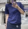 显白第一名  重磅！m靛蓝撞色t恤   条纹短袖TEE 商品缩略图0