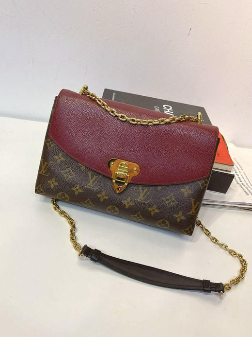 LV 酒红色 老花拼皮 Saint placide 链条包 商品图0