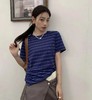 显白第一名  重磅！m靛蓝撞色t恤   条纹短袖TEE 商品缩略图1