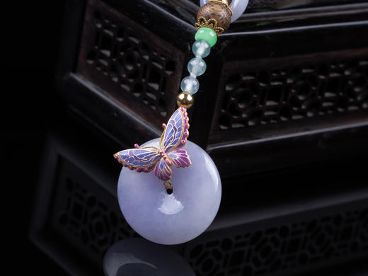 XY0284沉香+翡翠18K金镶紫罗兰平安扣吊坠 商品图2