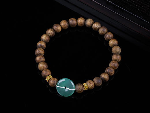 XY0203沉香+冰种翡翠平安扣手串 商品图5