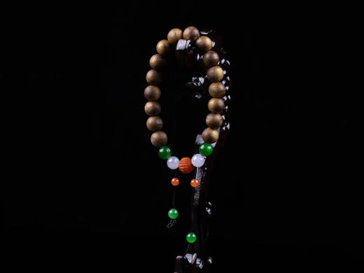 XY0210沉香+翡翠碧玉南红灯笼珠活动圈口手串 商品图8