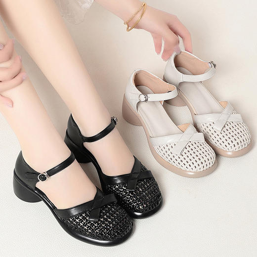 真皮软底软面懒人鞋打孔凉皮鞋KQ-AT758加大码42 商品图2