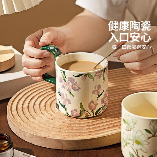摩登主妇鸢尾花陶瓷马克杯高颜值家用喝水杯办公室早餐杯咖啡杯子导购标题 商品图2