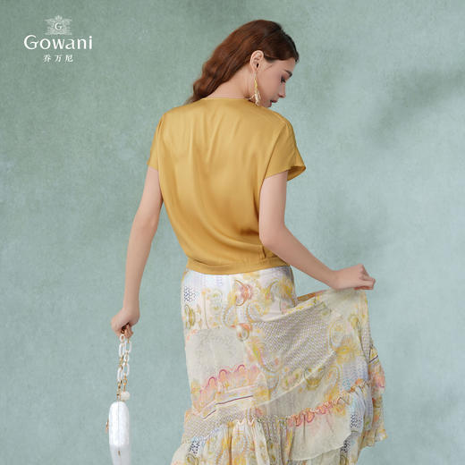 乔万尼真丝桑蚕丝衬衣v领撞色设计感小衫EI2C875 商品图4