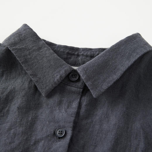 ROMI STUDIO复古蓝100%亚麻宽松翻领衬衣/砂洗加软做旧RWCSSM1677 商品图5