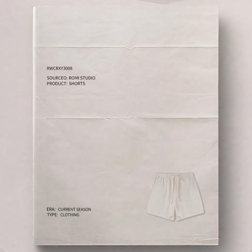 ROMI STUDIO天然未染色新疆长绒棉松紧腰复古洗水短裤RWCRXY3008(现货) 商品图2