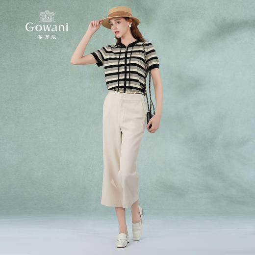 乔万尼米色阔腿裤显瘦百搭舒适新款八分裤EI2F793 商品图3