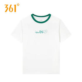 361度上衣女2025夏季新款图案印花透气薄款圆领短袖T恤衫女款562529117-1