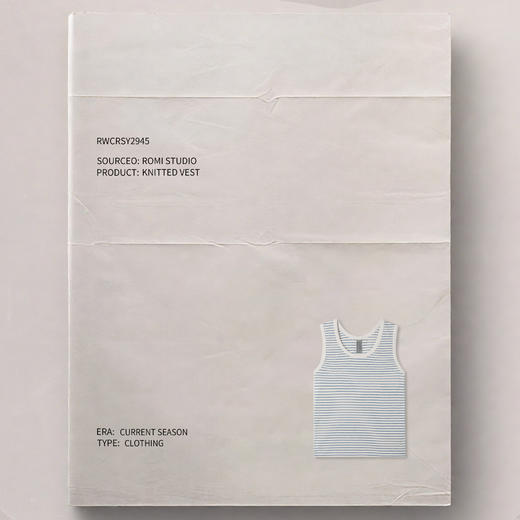 ROMI STUDIO复古蓝白条纹U领针织背心/天然棉籽壳肌理 RWCRSY2945(现货) 商品图2