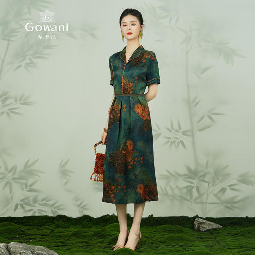 【静荷听雨图】【香云纱】乔万尼真丝连衣裙重磅26mm桑蚕丝收腰气质富贵感ET2E282 商品图3