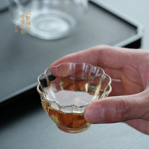 暗香疏影/玲川杯 条纹品杯玻璃茶具品茗杯小杯子主人杯迷你小号花瓣功夫茶茶杯 商品图4